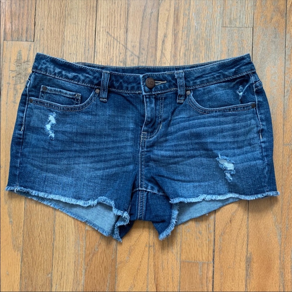 Lauren Conrad lightly distressed jean shorts